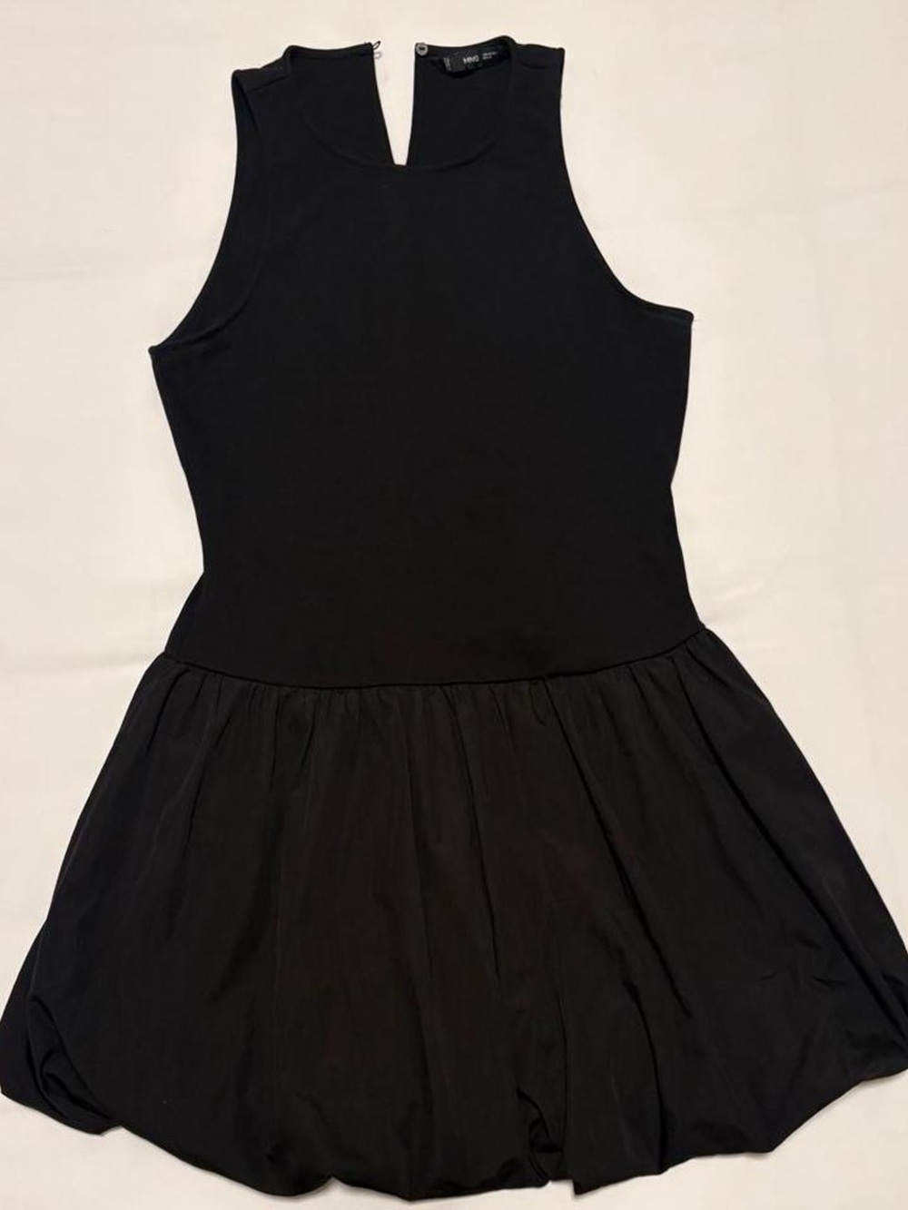 MNG Mango Black Bubble Hem Mini Dress Sleeveless